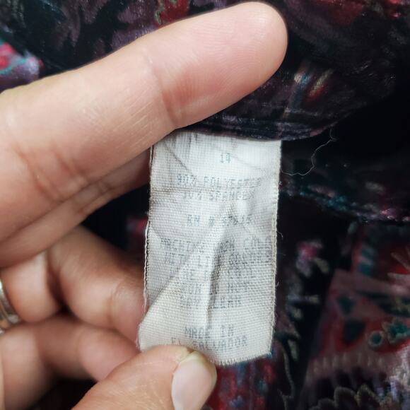 Vintage Leslie Fay Paisley Velvet Blouse Top Sz 14 Gothic Boho Cottagecore - Picture 8 of 8